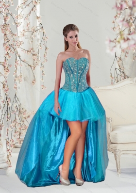 Detachable and Designer Aqua Blue Sweet 15 Dresses with Beading and Ruffles for 2015