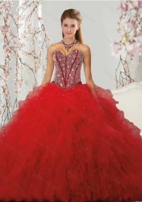 Most Popular and Detachable Beading and Ruffles Red Dresses for Quinceanera