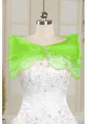 2015 Fashionable Beading and Ruffles Spring Green Sweet 15 Dresses