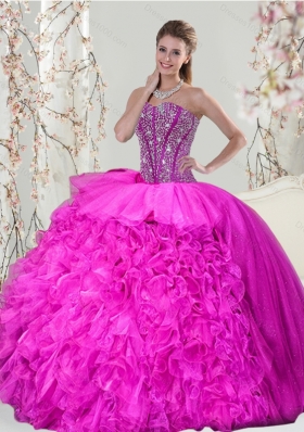 2015 Spring Detachable and Fashionable Sweet 16 Dresses with Beading and Ruffles