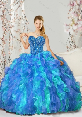 Detachable and Elegant Beading and Ruffles Multi Color Quinceanera Dresses for 2015