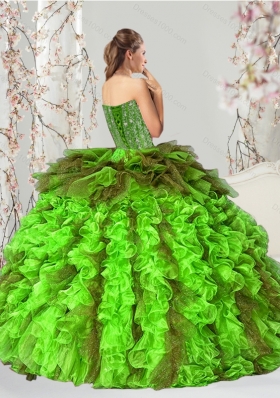 Detachable and Fashionable Beading and Ruffles Multi Color Dresses for Quince