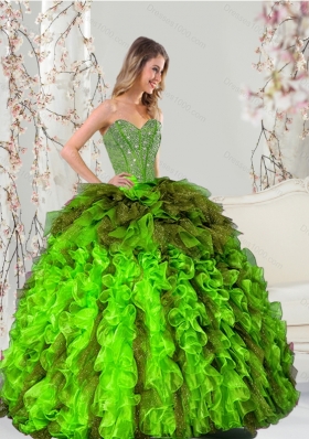 Detachable and Fashionable Beading and Ruffles Multi Color Dresses for Quince