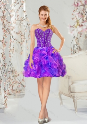 Detachable and Fashionable Blue and Lavender Dresses for Quince with Beading and Ruffles