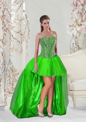 Detachable and Most Popular Beading and Ruffles Quince Dresses in Spring Green for 2015