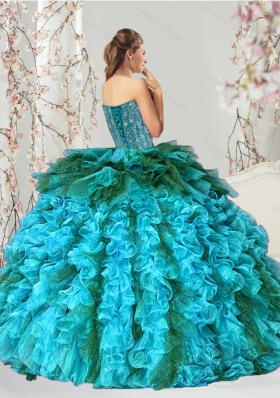 Detachable and Most Popular Multi Color Beading and Ruffles Sweet 15 Dresses for 2015