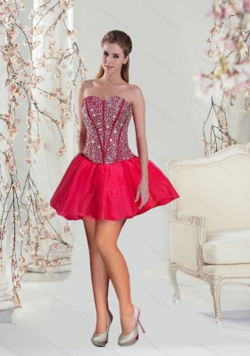 Detachable Beading and Ruffles Red Quinceanera Dresses for 2015