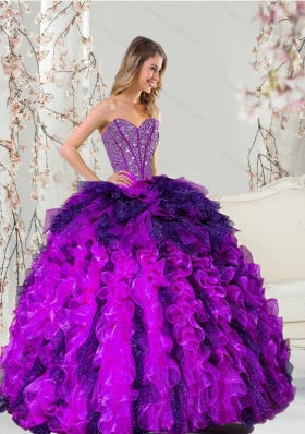 Detachable Multi Color Sweet 16 Dresses with Beading and Ruffles for 2015