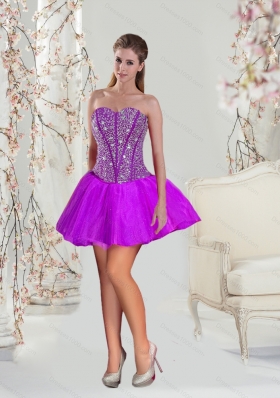 2015 Beading and Ruffles Fuchsia  Detachable and Vestidos de Quinceanera Dresses