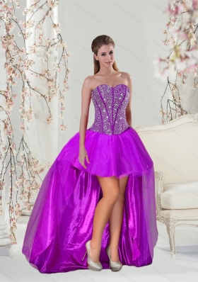 2015 Beading and Ruffles Fuchsia  Detachable and Vestidos de Quinceanera Dresses