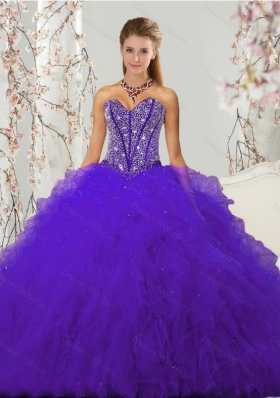 Detachable and New Style Purple Sweet 16 Dresses with Beading and Ruffles