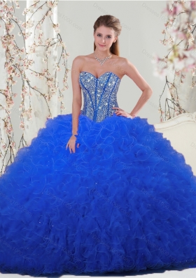 Detachable and New Style Royal Blue Quinceanera Dresses with Beading and Ruffles for 2015 Spring