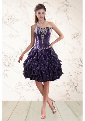 2015 Beautiful Purple High Low Prom Dresses for Spring