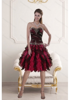 Beautiful High Low Sweetheart Multi Color Prom Gown with Ruffles and Beading