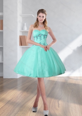 Discount High Low Turquoise Sweetheart Prom Dresses with Embroidery