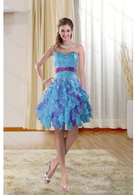 High Low Sweetheart Prom Gown with Ruffles and Beading