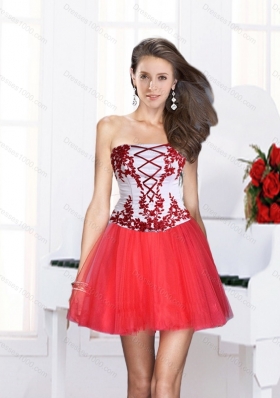 2015 Beautiful Coral Red High Low Prom Dresses with Embroidery and Beaded