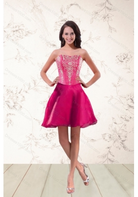 2015 Elegant Strapless High Low Prom Dresses with Appliques