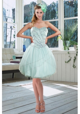 Elegant Light Blue Sweetheart Short Prom Dresses with Beading