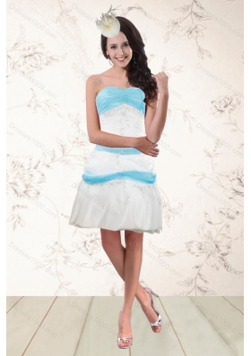 Cheap and Sexy White and Baby Blue Strapless Prom Dresses for 2015