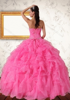 2015 Perfect Strapless Quinceanera Dress with Beading and Ruffles