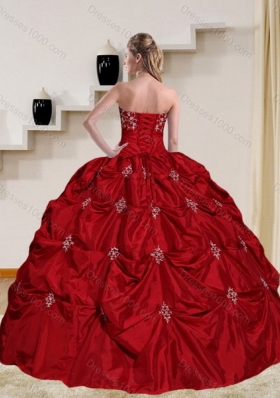 2015 Pretty Strapless Quinceanera Dress with Embroidery and Pick Ups