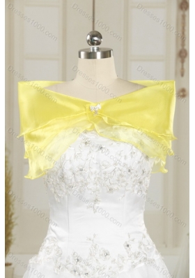 2015 Yellow Sweetheart Quinceanera Dress with Beading and Ruffled Layers