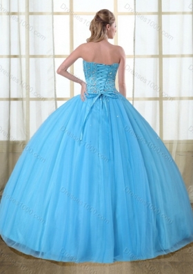 Gorgeous Baby Blue Strapless Quinceanera Dress with Beading for 2015