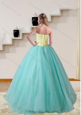 Strapless Multi Color 2015 Elegant Quinceanera Gown with Bowknot