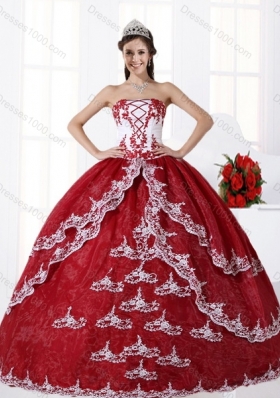 2015 Appliques Strapless Quinceanera Dress in Multi Color