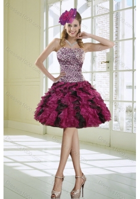 2015 Classical Strapless Multi Color Quinceanera Dress with Leopard Print