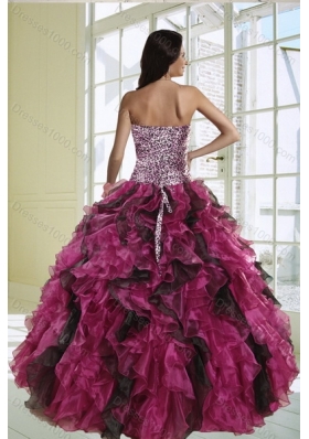 2015 Classical Strapless Multi Color Quinceanera Dress with Leopard Print