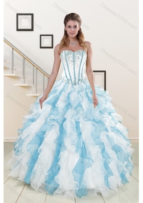 2015 Pretty Appliques and Ruffles Quince Dresses in Multi Color