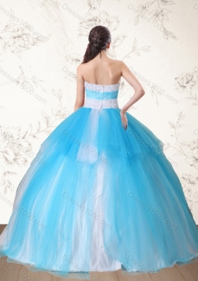 2015 Pretty Multi Color Strapless Quinceanera Dress with Embroidery and Beading