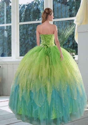 2015 The Super Hot Appliques and Ruffles Quince Dresses in Multi Color