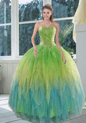 2015 The Super Hot Appliques and Ruffles Quince Dresses in Multi Color