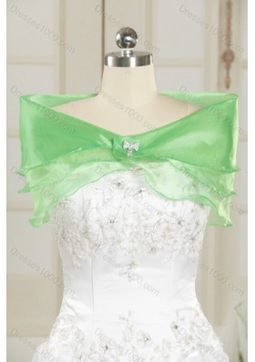 Fashionable Apple Green Strapless Quince Dress with Appliques and Beading for 2015