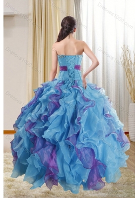 The Super Hot Multi Color 2015 Quinceanera Dresses with Ruffles and Beading