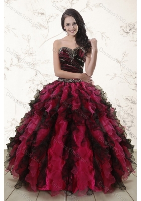 Designer Multi Color Dresses for Quince with Ruffles and Beading