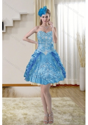 Beautiful Teal 2015 Quince Dresses with Embroidery and Pick Ups