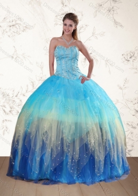 Detachable Beaded Sweetheart Multi Color Quinceanera Dress with Ruffles