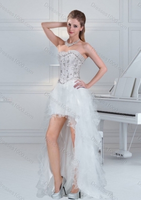 Detachable White Sweetheart 2015 Quinceanera Dress with Ruffles and Beading