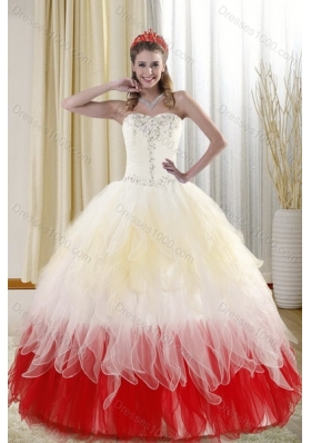 2015 Detachable Multi Color Quinceanera Dresses with Beading and Layers