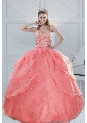 2015 Detachable Watermelon Quinceanera Dresses with Beading