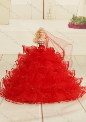 2015 Exquisite and Detachable Strapless Red Quince Dresses With Appliques