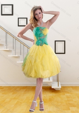 2015 Fashionable Ruching Quinceanera Dresses in Yellow and Green