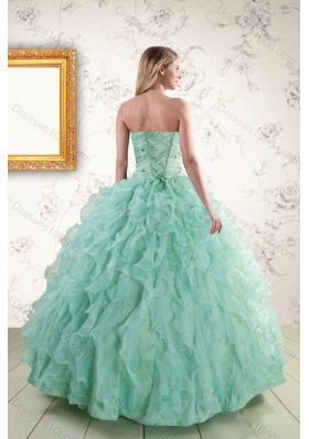 2015 Fashionable Spring Strapless Quinceanera Dresses with Appliques and Ruffles