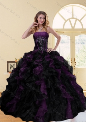 Detachable 2015 Strapless Multi Color Ruffled Quinceanera Dresses with Beading