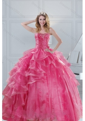 Detachable Pink Quinceanera Dresses with Beading and Ruffles for 2015