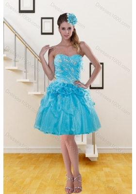 Detachable Blue Quince Dresses with Embroidery and Pick Ups